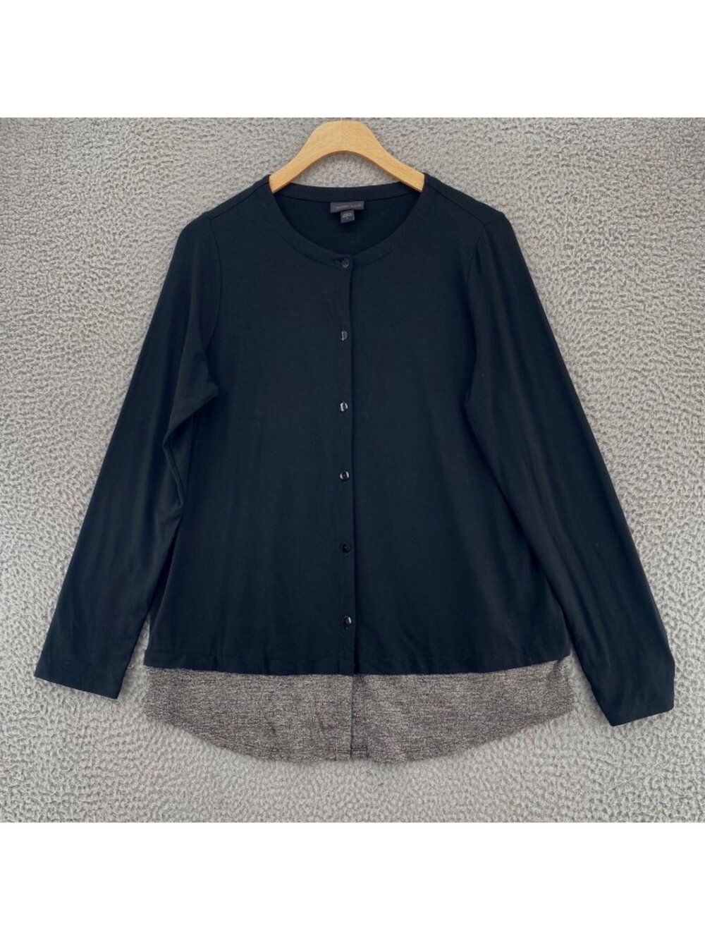 J Jill Sweater Womens Small Wearever Black Cardigan Shimmer Knit Hem Button Up